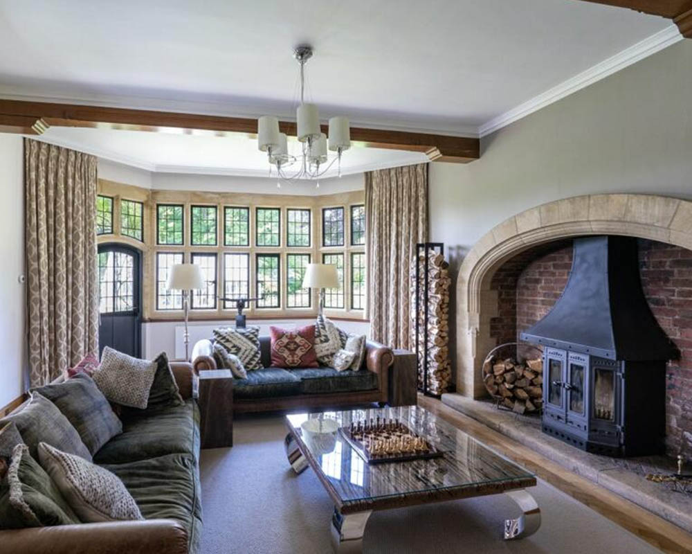 inside room with bronze doors