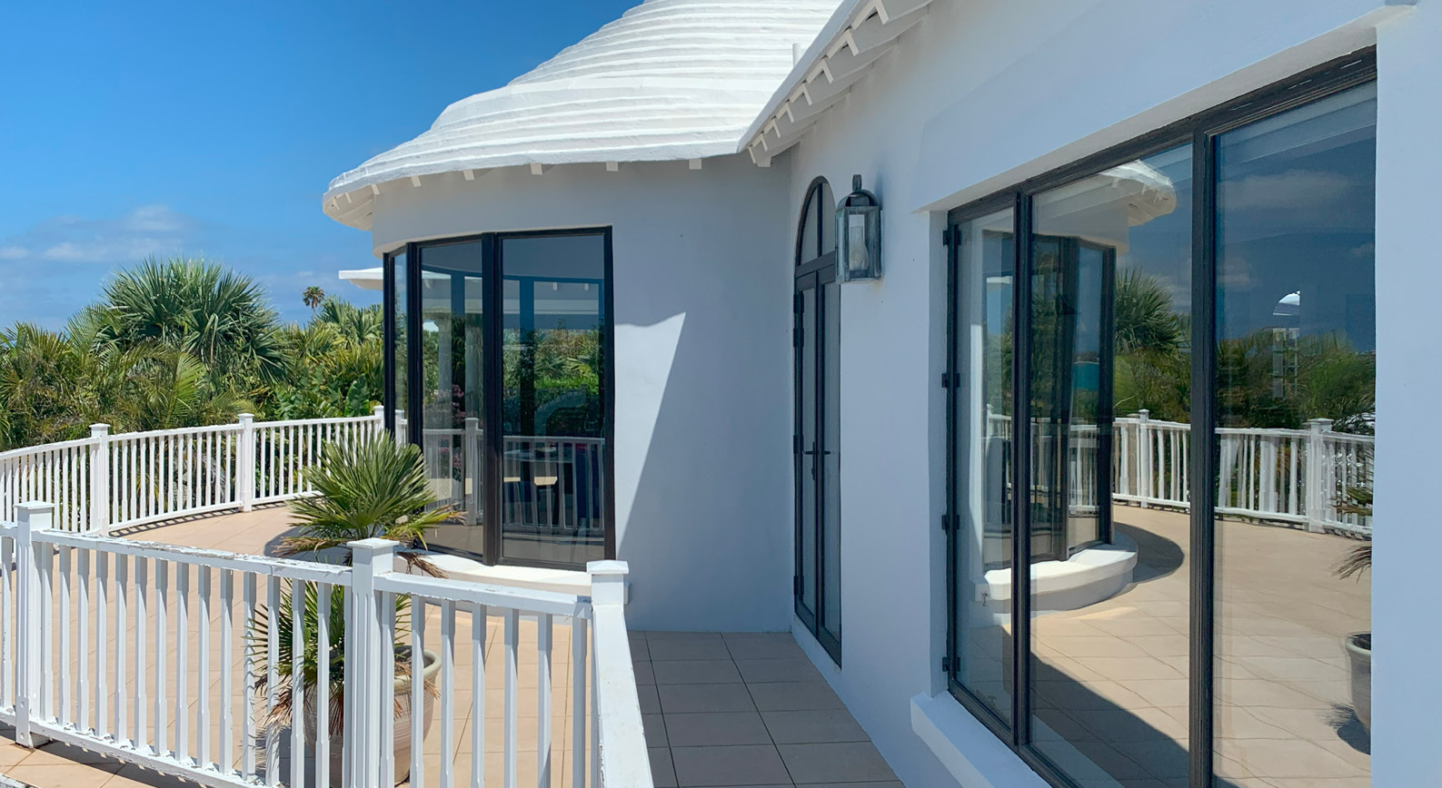 Balcony with bronze windows and doors