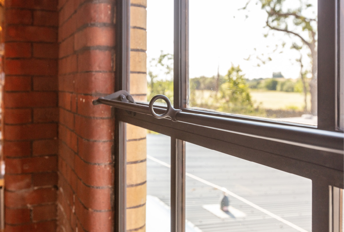 Close up of metal window