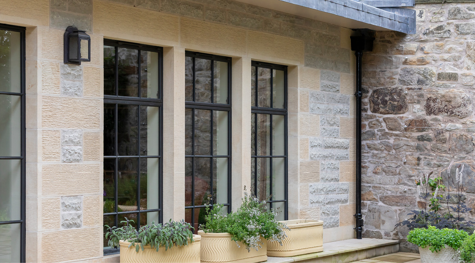 Close up of bronze windows