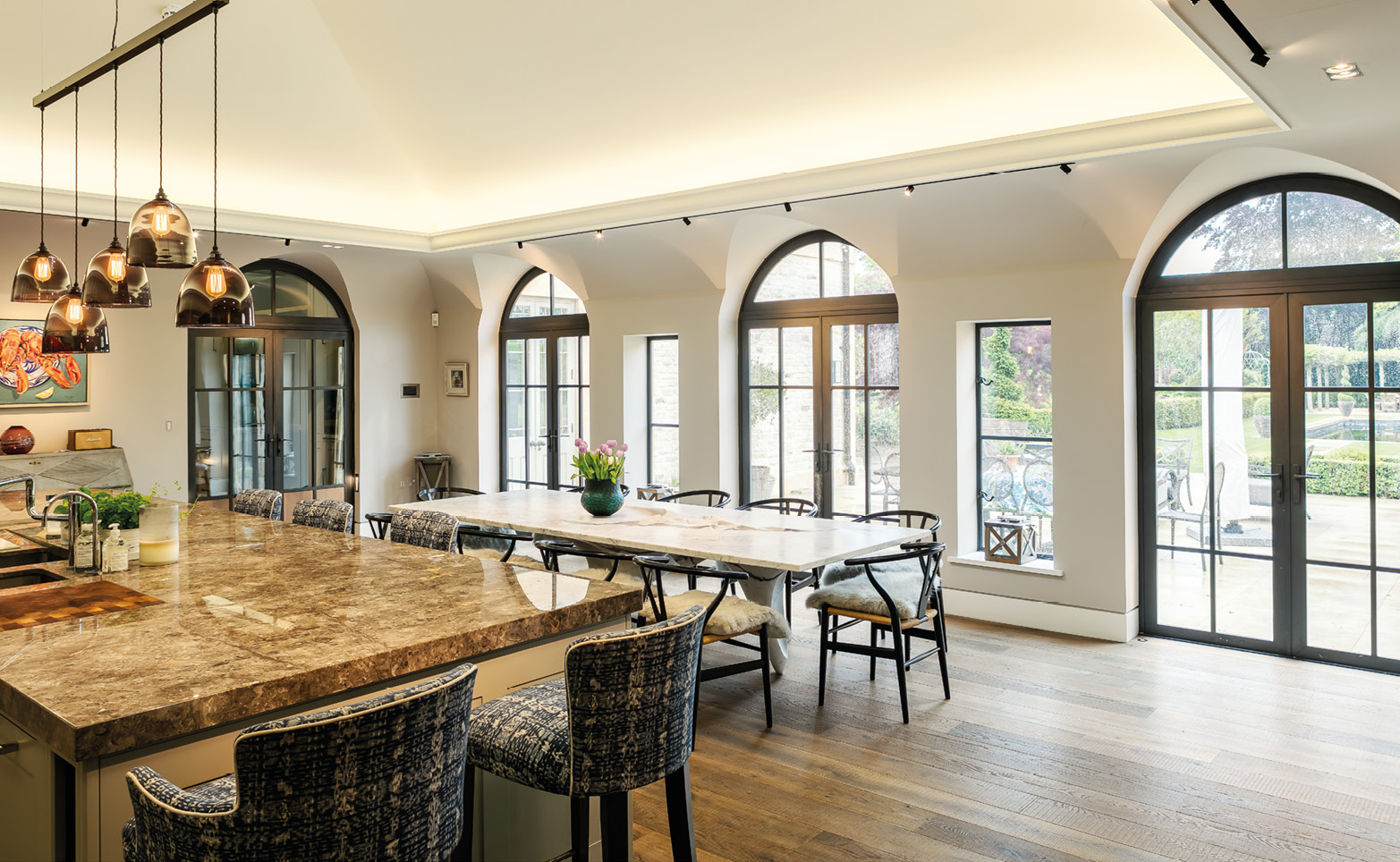 Kitchen home extension with bronze windows