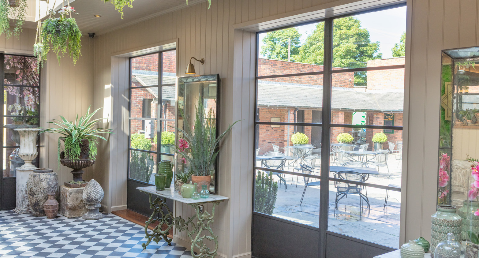 Plants at entrance to Wentworth garden centre cafe