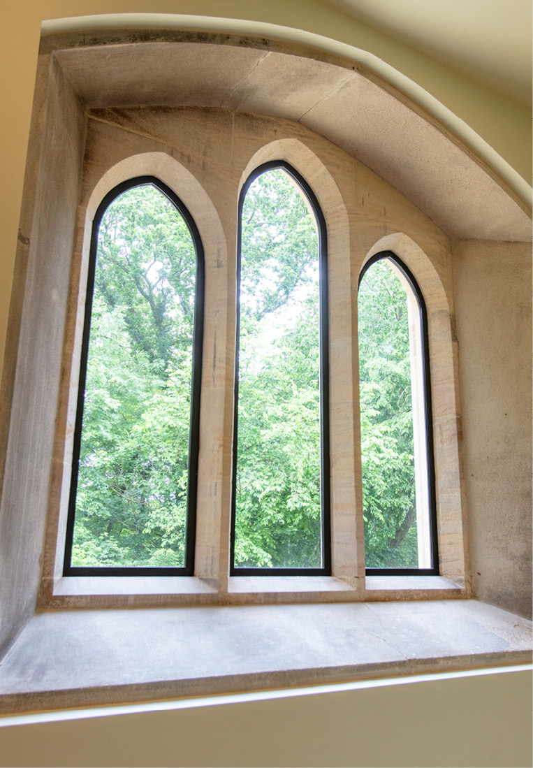 Shaped bronze windows