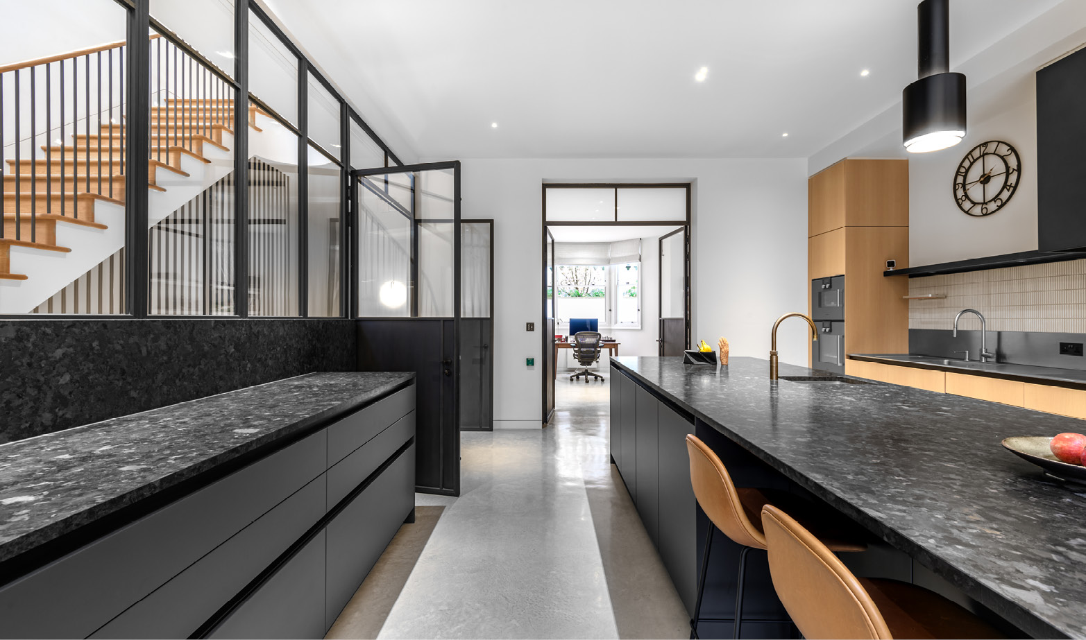kitchen with bronze screen