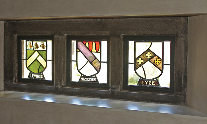 Small Bronze Windows with Stained Glass Designs