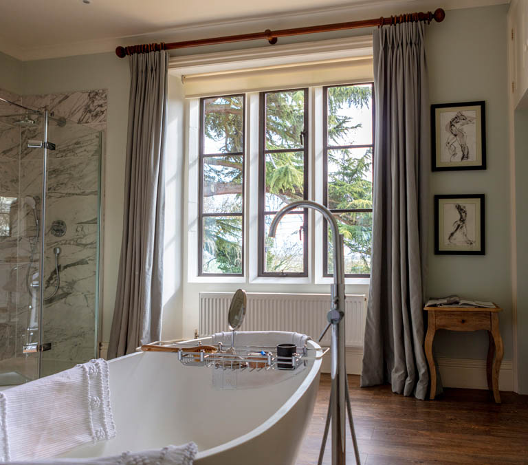Bathroom with Bronze Windows